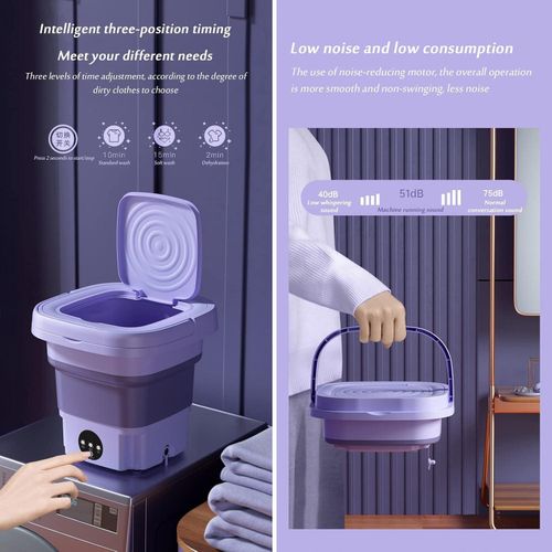 Home/student dormitory/travel portable foldable mini washing machine low-noise three-position timer small washing machine with draining basket (Color : Groen)