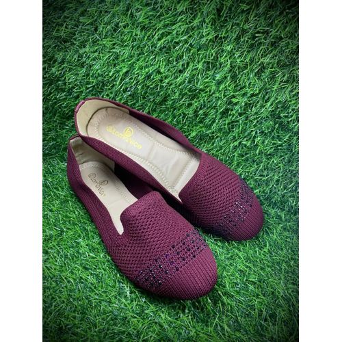 Ladies Flat Casual Dress Shoe-wine