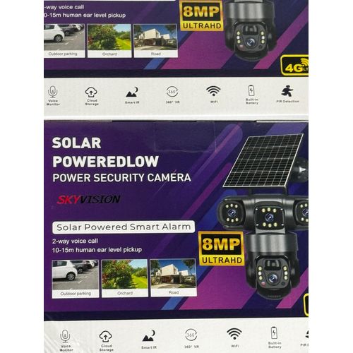True triple lens 1080° V380 Solar Powered Ptz camera