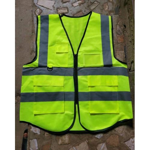 5pcs High Visibility Reflective Safety Vest with Pockets & Zipper - PPE Workwear lemon
