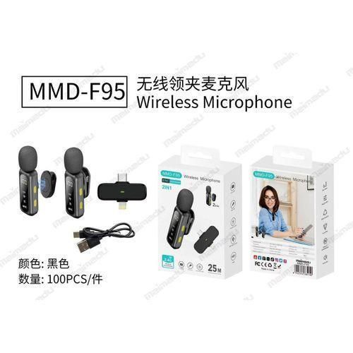 MMD-F95 Professional 2-in-1 Dual Wireless Lavalier Microphone with Digital Display – Noise Cancelling Lapel Mic for TikTok, YouTube, Vlogging (iPhone &Type-C Android)