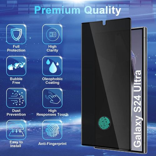 Samsung Galaxy S24 Ultra Privacy Screen Protector Ceramic Flexible, High Clarity Bubble Free