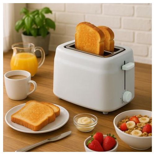 Sleek White 2-Slice Bread Toaster (Product of UK)