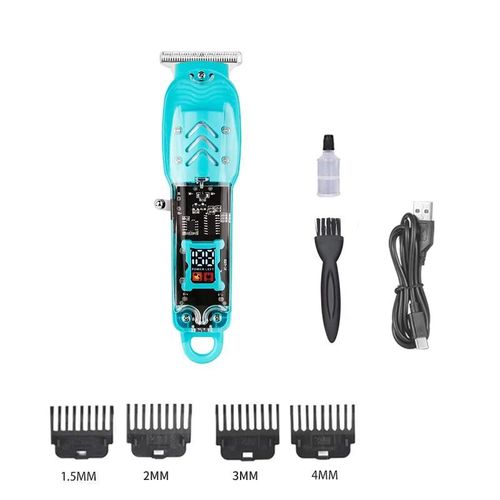 Transparent LED display rechargeable beard and hair trimmer, beauty kit, precision cutting heads, long battery life - for both home and travel use
