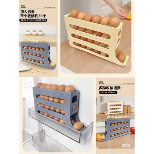 Plastic Egg Storage Rack – Stackable Refrigerator Egg Holder Organizer with Lid for Kitchen