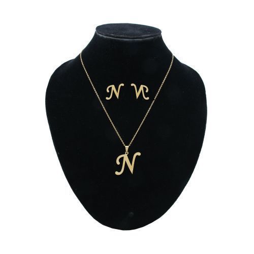 Letter N Pendant, Earrings And Necklace