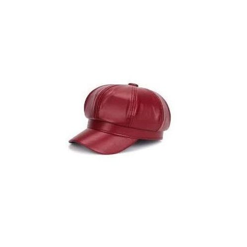 Leather Cap For Unisex-Wine