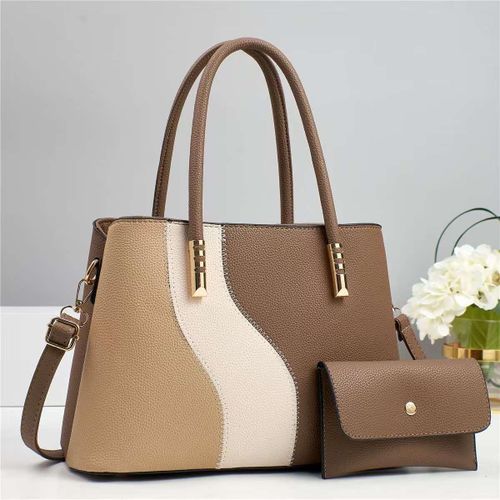 Brown mix 2 in 1 classy Leather Ladies / Women Shoulder work Hand Bag