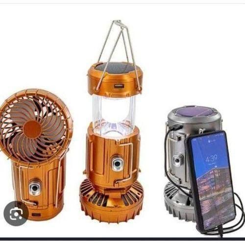 Portable Solar Charging Camping Light with Fan – LED Lantern, USB Rechargeable, Outdoor & Emergency Use