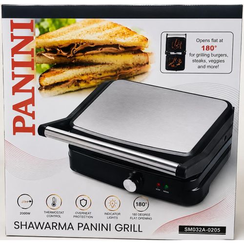 Premium 2-in-1 Shawarma & Panini Grill – 2000W Electric Sandwich Press