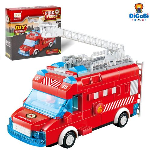 Kids Games Fire Truck Building Block Set, Fire Building Blocks, Preschool Toy Building Set for Toddlers Aged 3 Years Plus(Extended Ladder Firetruck)