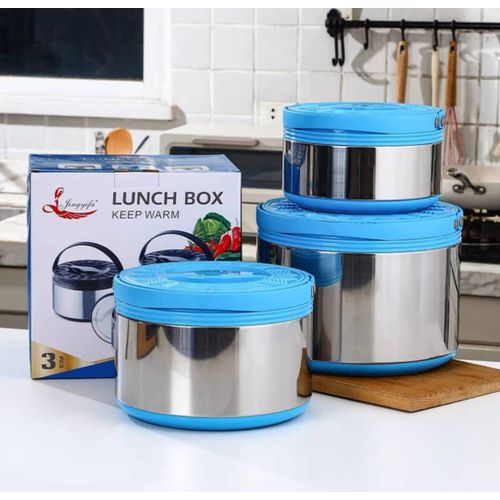 3-Layer Stainless Steel Thermal Lunch Box – Insulated Food Container