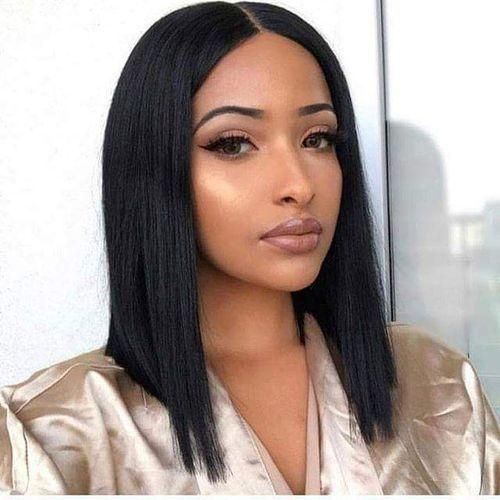 Awoof Blunt Straight Fiber Soft Wig With Center Part Lace Closure