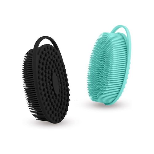 2 Pieces Silicone Body Scrubber (Green+Black)