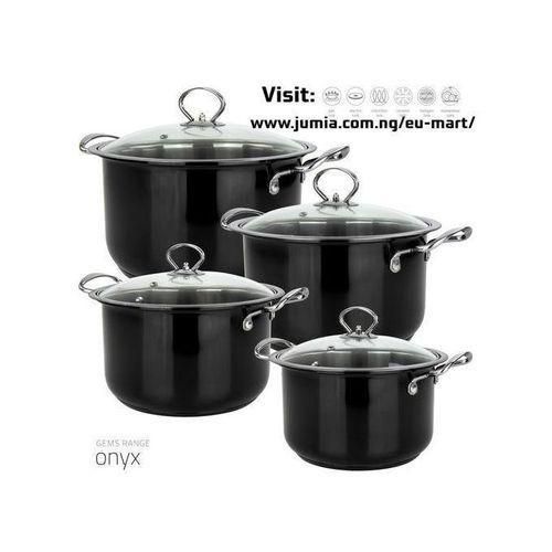 SQ Professional 4pcs Stainless Steel Stock Pot Set Gems Range Black