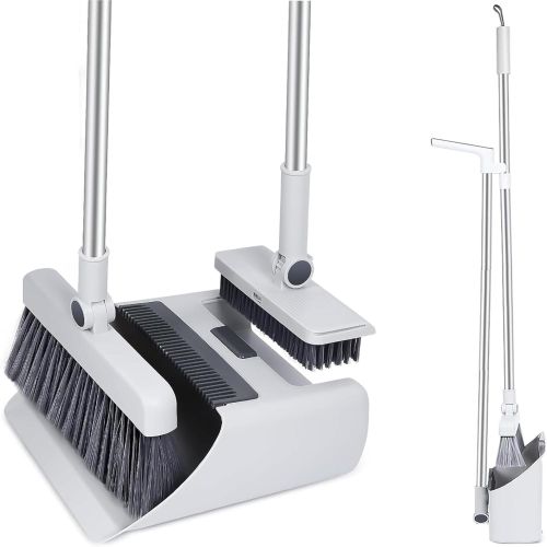 Foldable Broom and Dustpan Set 3-in-1 with Long Handle Compact Design