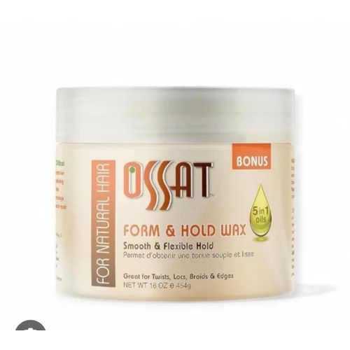 454g) tub of Ossat Naturals Form & Hold Wax, a sulfate-free styling product made for textured and natural hair