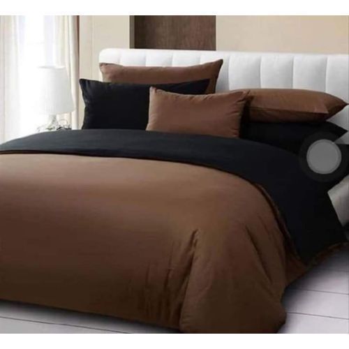 100% Cotton Duvet ,Bedsheet With 4 Pillow Cases -Black/Brown
