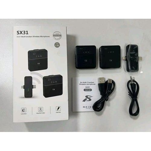 SX31 3-in-1 Wireless Lavalier Microphone Noise Cancelling Mic for iPhone Android Camera