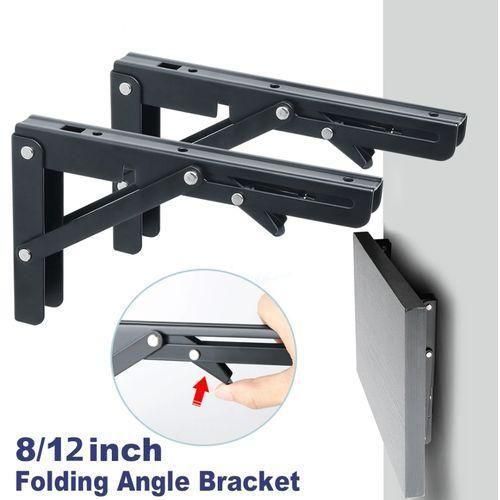 2pcs Heavy Duty Shelf Bracket, Stainless Steel Wall Mounted Folding Bracket, Storage Rack