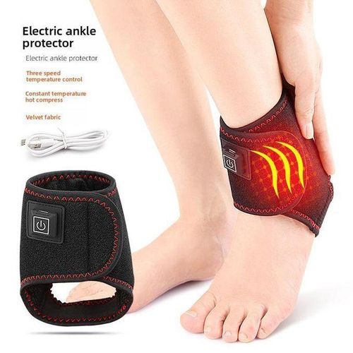 Heated Brace Foot Heating Pad Adjustable Temperature Compression Wrap Electric Ankle Support