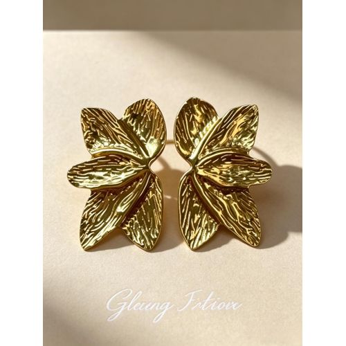1 Pair High-End Luxury Vintage Flower Studs, Timeless Solid Gold Tone, Romantic Thoughtful Gift For Girlfriend, Perfect For Daily Wear & All Events