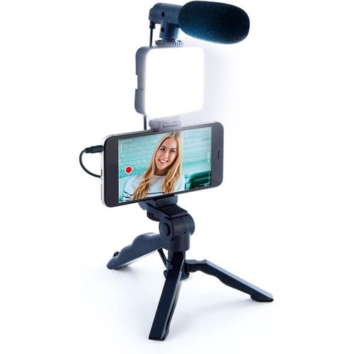 All-in-One Phone Video Making Kit: LED Fill Light + Shotgun Microphone + Desktop Tripod Durable Portable Vlogging Gear for Live Streaming, Outdoor Recording & Social Media Content (Boost Your Phone Video Sound & Lighting Quality)