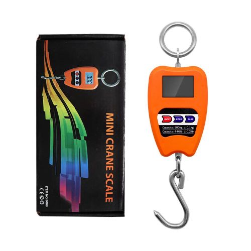 200kg / 440lb Heavy-Duty Portable Mini Crane Scale – Digital Hanging Luggage Scale, Electronic Hook Weight Scale with LCD Screen for Farm, Market, Fishing, & Travel