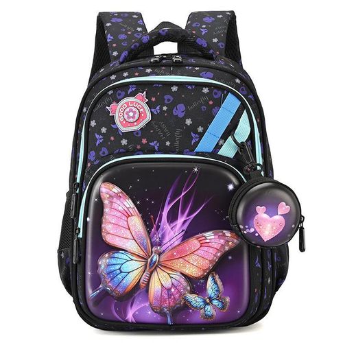 Children Girls Butterfly Backpack School Bag - Black