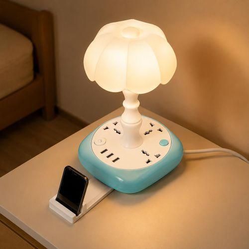 Multi-purpose Electric Extension Box/socket with Table lamp, USB/ Type C and phone Holder 2500W MAX