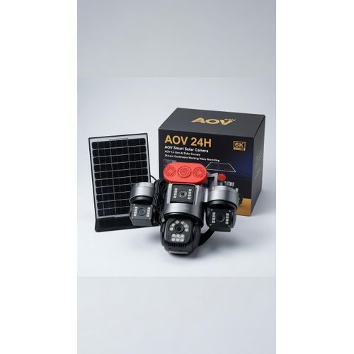 AOV 6K Solar 4G PTZ Security Camera – Triple Lens AI Camera with Solar Panel, Human Tracking, Two-Way Audio & Night Vision with battery back up (Hieasy)