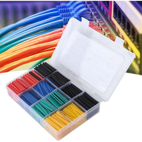 Heat Shrink Tube Set 530Pcs Box Packed, 2:1 Flame Retardant Insulated Shrink Wrap for Cable Repair