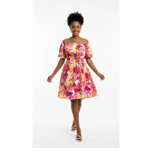Puff sleeve floral dress