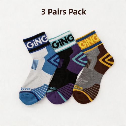 asiligrove 3 Pairs Youth Unisex Athletic Sports Socks - High Durability Nylon Vibrant Retro Cushion Performance Socks for Basketball, Gym, Cycling, Size EU 36-42 / UK 3.5-8