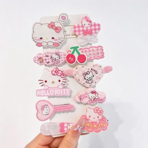 10pcs Unique Hello Kitty Clip Collection – Cute Hair Accessories for Women