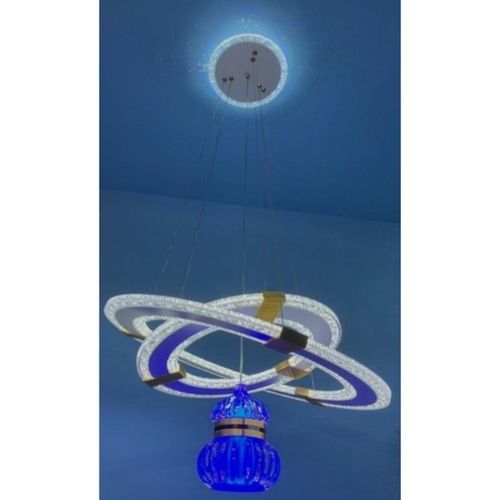 Luxury LED Crystal Wave Chandelier – Intertwined Blue Accent Pendant Light