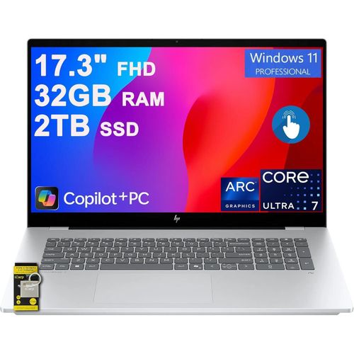 OmniBook 7 Laptop 17.3 FHD IPS Touch 6GB NVIDIA RTX Intel Ultra 7 258V 32GB DDR5 2TB SSD Backlit IR Camera Win11