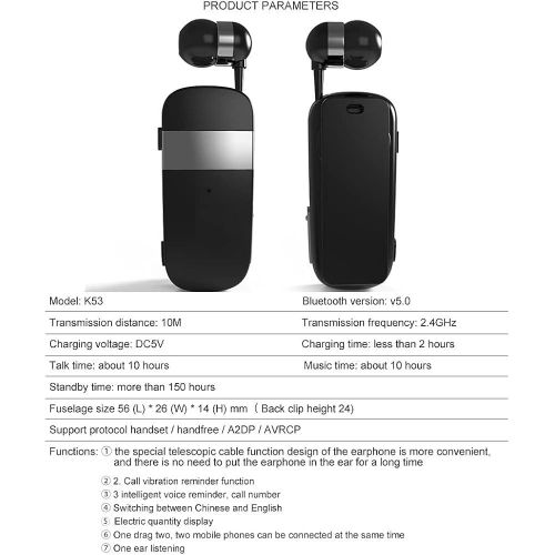 K53 Smart Business Clip On Retractable Latest Original Adaptive Pro Sound Pure Bass Wireless Sports/Gaming Headphones Earbuds AIR Headset True Wireless Stereo QuietComfort GAMING SPORT Ultra Affordable Bluetooth EàrBuds Headphone Headset Earphone PODS