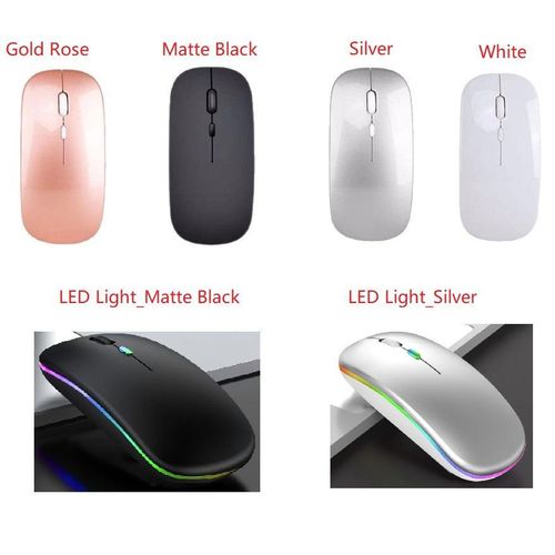 Rechargeable Wireless Mouse Portable Silent USB and Type-C Dual Mode 3 Adjustable DPI for Laptop, Mac, Android, PC, Bluetooth 5.2 +2.4G USB Receiver