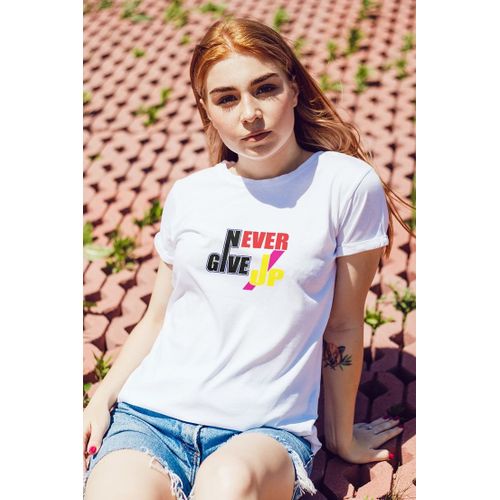 Never Give Up Fashion T-shirt - White