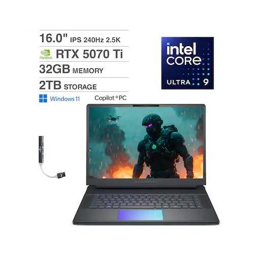 Alienware 16 Area-51 Gaming Laptop AA16250-16 WQXGA 240Hz Display, Intel Core Ultra 9-275HX, 32GB RAM, 1TB SSD, NVIDIA GeForce RTX 5070Ti, Windows 11 Home + Free Surge Arrestor