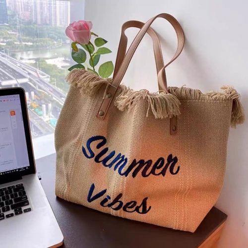 Summer Vibes Brown Capacity Tote Bag