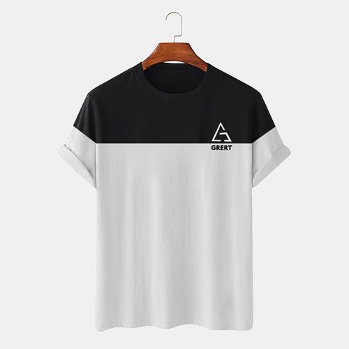 Kings-Kartel Stylish Round Neck T-Shirt Black White