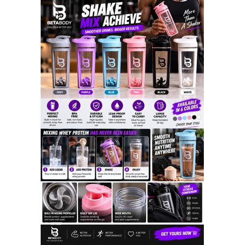 BETABODY Protein Shaker Bottle for Gym