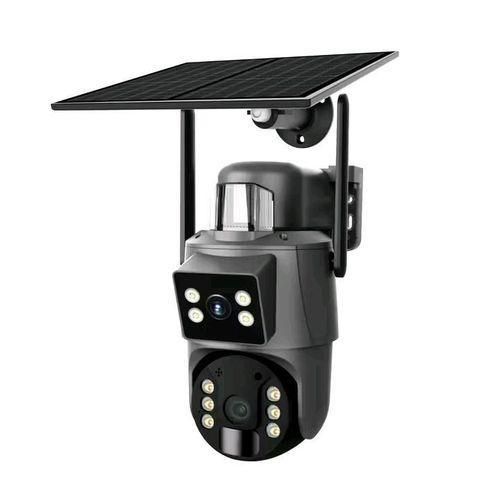 Double 2 lens 4K 4G motion tracker human tracker 2-way audio night vision 4G waterproof solar powered cctv camera