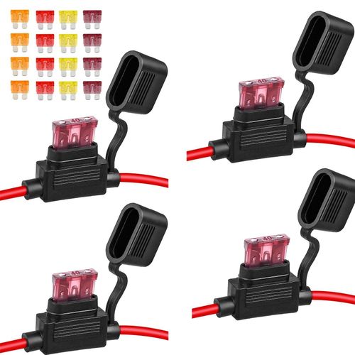 4 Pack 12AWG Inline Fuse Holder,Tinned Copper Marine Wire,Automotive