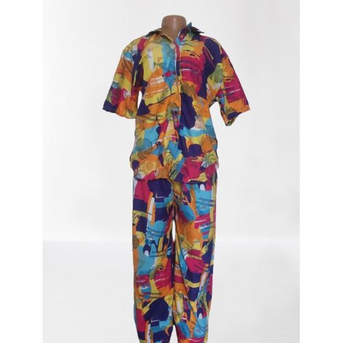 women casual wear 2piece multicolor blouse and trouser