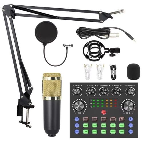 Live Sound Card Podcast Equipment Live Broadcast DJ Device V8s Sound Card + BM800 Mic Set For Music/Recording Live Streaming For DJ Disco Device