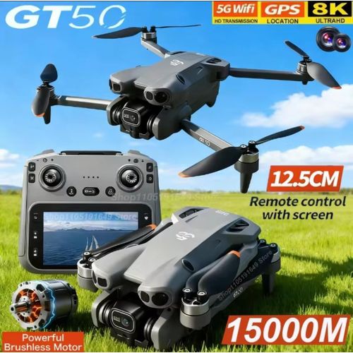 GT50 Professional 4K/8K Drone with 720P Dual Camera, Obstacle Avoidance & Screen Display Remote
