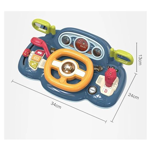 Fashion My Day Kids Simulated Steering Wheel Driver Toy Educational Sound Light Toys Blue 36months+